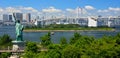 Odaiba is a large artificial island in Tokyo Bay, Japan, across the Rainbow Bridge from central Tokyo. Royalty Free Stock Photo